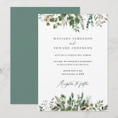 Faire-part Feuille de feuillage à l'aquarelle verte mariage b (Devant / Derrière)