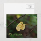Faire-part Feuille jaune que nous avons déplacé carte postale (Devant / Derrière)