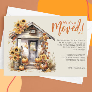 Faire-part Feuilles d'automne tombent devant la porte qui bou