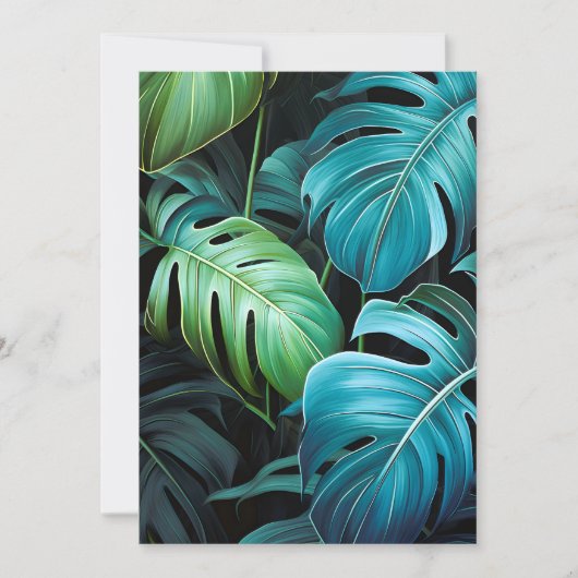 Faire-part Feuilles de Monstera Botanique Feuillage Jungle Tr (Devant)