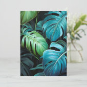 Faire-part Feuilles de Monstera Botanique Feuillage Jungle Tr (Debout devant)