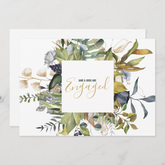 Faire-part Feuilles et couronnes de fleurs, frontière engagée (Devant / Derrière)