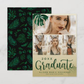 Faire-part Feuilles tropicaux modernes Photo de graduation à  (Devant / Derrière)