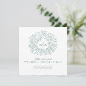 Faire-part Feuilles vertes monogramme annulation de mariage (Debout devant)
