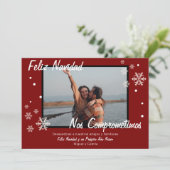 Faire-part Fiança de l'hiver espagnol Rouge Flocon de neige N (Debout devant)