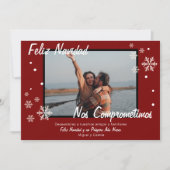 Faire-part Fiança de Noël d'hiver espagnol rouge (Devant)