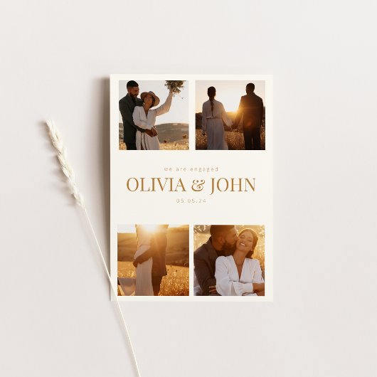 Faire-part fiançailles avec quatre photos