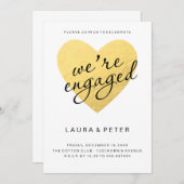 faire-part fiançailles | coeur d'or (Devant / Derrière)