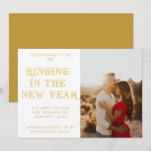 Faire-part Fiançailles de la nouvelle année photo moderne Art (Devant / Derrière)