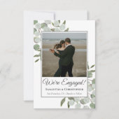 Faire-part Fiançailles de mariage au eucalyptus aquarelle rus (Devant)