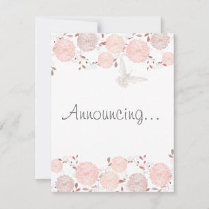 Faire-part Fiançailles de papillons et de chrysanthèmes coral