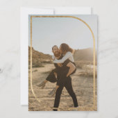 Faire-part Fiançailles de photos rouge bordeaux or (Dos)