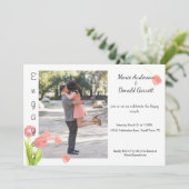 Faire-part Fiançailles de tulipes roses douces (Debout devant)