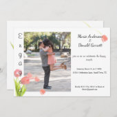 Faire-part Fiançailles de tulipes roses douces (Devant / Derrière)