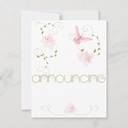 Faire-part Fiançailles des Lys roses de mariage du jardin (Devant)