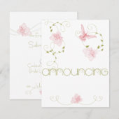 Faire-part Fiançailles des Lys roses de mariage du jardin (Devant / Derrière)