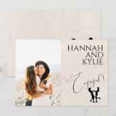 Faire-part Fiançailles heureux des mariées (Devant / Derrière)