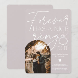 Faire-part Fiançailles lilas gris arch