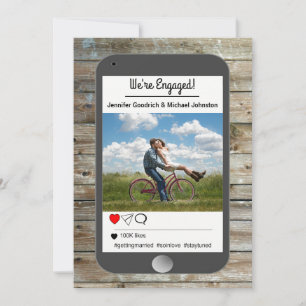 Faire-part Fiançailles mobile photo sur les médias sociaux