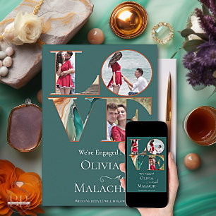 Faire-part Fiançailles moderne Abstrait Agate Jade