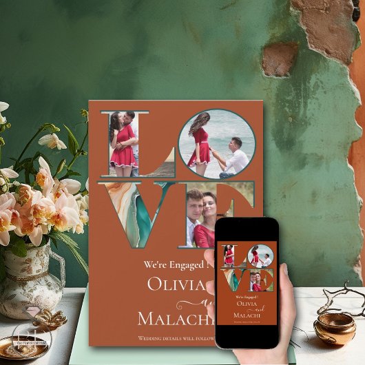 Faire-part Fiançailles moderne Abstrait Agate Jade