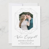 Faire-part Fiançailles photo coupe diamant (Devant)