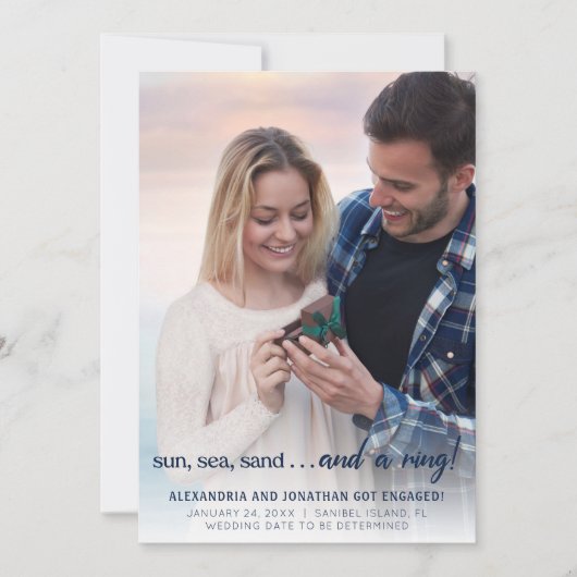 Faire-part Fiançailles photo de plage (Devant)