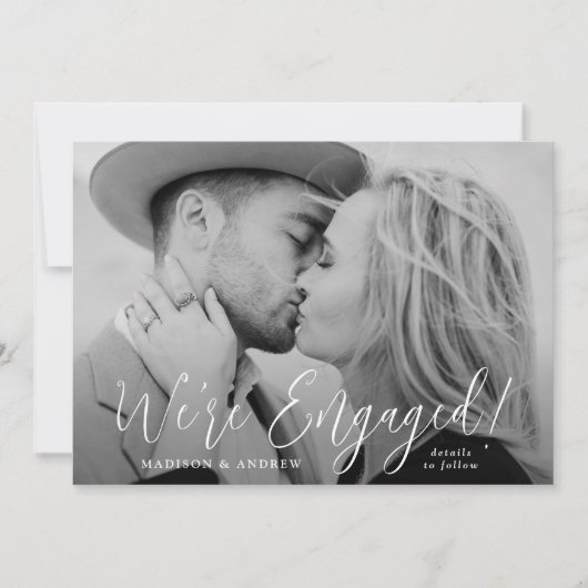 Faire-part Fiançailles photo de script simple (Devant)