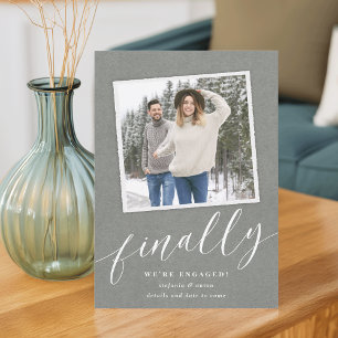 Faire-part Fiançailles photo d'instantané rustique