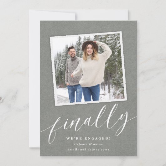 Faire-part Fiançailles photo d'instantané rustique (Devant)