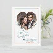 Faire-part Fiançailles photo en forme de coeur (Debout devant)