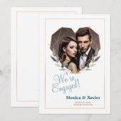 Faire-part Fiançailles photo en forme de coeur (Devant / Derrière)