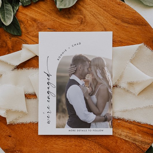 Faire-part Fiançailles photo moderne Boho Arch