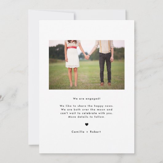 Faire-part Fiançailles photo noir Retro Typographie (Dos)