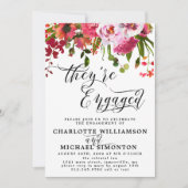 Faire-part Fiançailles rose et rouge (Devant)