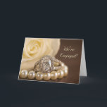 Faire-part Fiançailles Rose Oval Diamond Ring<br><div class="desc">Annoncez que vous êtes fiancé pour être marié dans le style lorsque vous customisez l'élégante Faire-part Oval Diamond Ring et White Rose Fiançailles avec votre propre note ou message personnel à l'intérieur. Cette élégante carte pliée de fiançailles personnalisé présente une photo florale d'un anneau fiançailles de diamant ovale, collier de...</div>