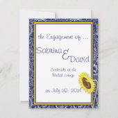 Faire-part Fiançailles Royal Blue and Yellow Sunflowers (Dos)