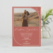 Faire-part Fiançailles simple photos en terre cuite (Debout devant)