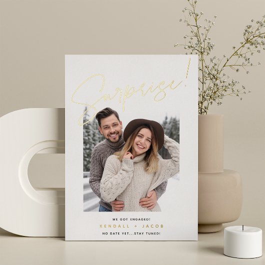 Faire-part Fiançailles surprise Foil esquissé