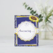 Faire-part Fiançailles Tournesols Bleu Royal et Jaune (Debout devant)