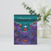 Faire-part Fiançailles turquoise Plum Peacock (Debout devant)