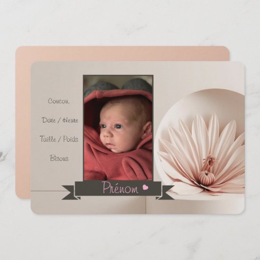 Faire-part Fille (Devant / Derrière)