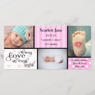 Faire-part Fille 3 Photo Collage-Faire-part de naissance