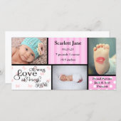 Faire-part Fille 3 Photo Collage-Faire-part de naissance (Devant / Derrière)