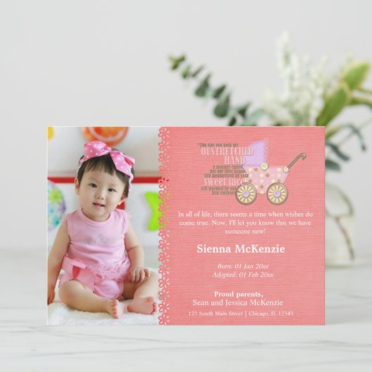 Faire-part fille adoption (Debout devant)