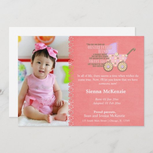 Faire-part fille adoption (Devant / Derrière)