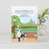 Faire-part Fille au chien Annonce (Debout devant)