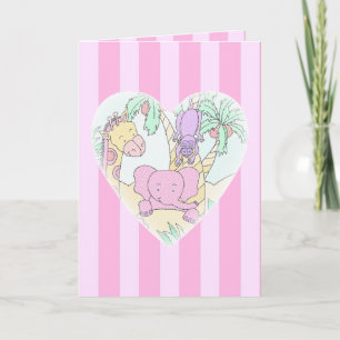 Faire-part Fille de bénédictions de coeur de bébé de jungle