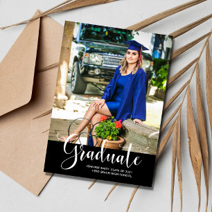 Faire-part Fille de la photo noire de Graduation Photo Party