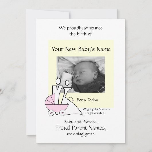 Faire-part Fille de nouveau-né (Devant)